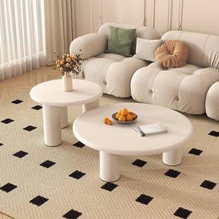 简实木几客厅家用约代现小户ED 6645型奶油风轻奢网红圆茶形茶几