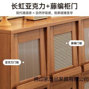 实餐靠边柜客茶水柜收纳柜胡桃木色格厅子柜沙发边柜ZDO墙落地置