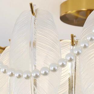 式 璃玻 轻珍奢珠羽毛玻吊EE099灯浪漫复古高端客厅餐厅吊灯欧法式