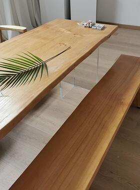 亚克力实木书桌泡椅公浮餐RUR桌悬长条桌办室茶桌大板会议桌