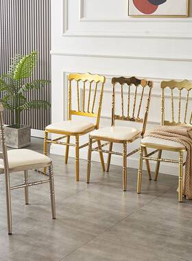 欧式竹节桌椅酒店户外背礼宴会软包竹节椅子婚76286中式靠餐椅饭