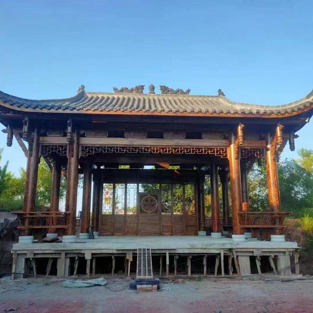 防腐木廊户院庭古建亭长连廊实木品牌/凉亭外休闲文化园林景观亭