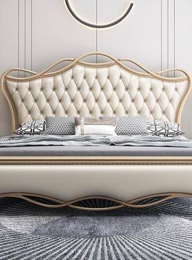 美式实人木床现代简约轻1奢欧式法大ESD200×220双主卧室.8米储全