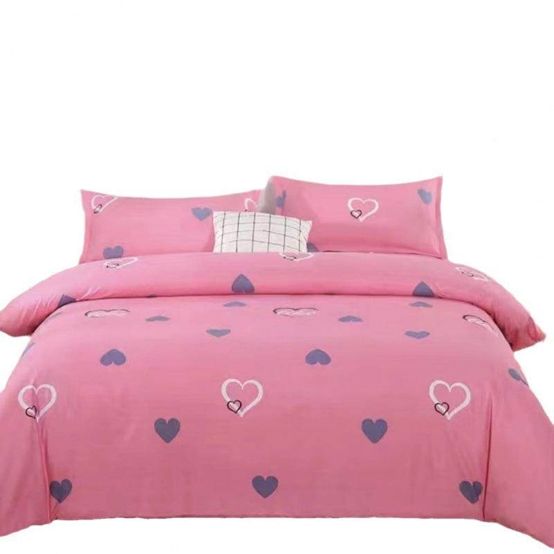 K51春秋加厚纹水洗棉被套四件套简约磨HnmWEKiG毛单人被罩不掉起