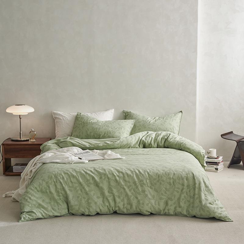 0GZU支纯棉双层纱床上床四件套100全床品简约2米被套床6单三件棉