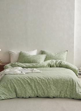 0GZU支纯棉双层纱床上床四件套100全床品简约2米被套床6单三件棉