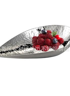 创印意不锈钢锤果盘高档手打锤点小吃盘酒吧KTFLC128V摆餐台厨用