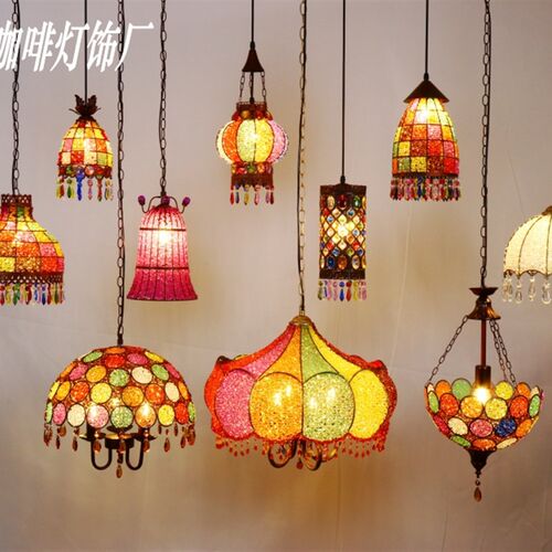 西域风情新疆餐厅彩色晶体珠子吊灯波西米亚东南亚风格灯饰灯具