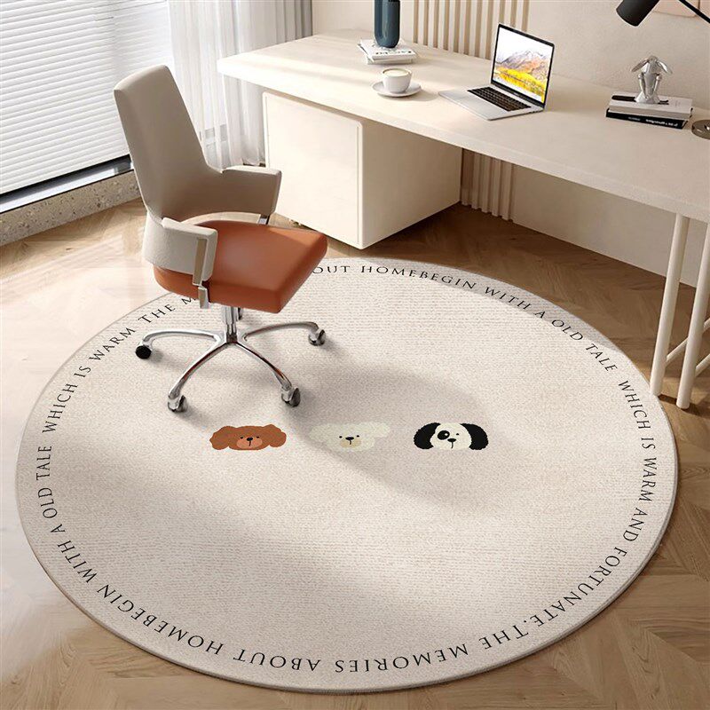 儿童房卡通圆形地毯客厅卧室电脑椅地垫办公室书房转椅电竞椅地垫