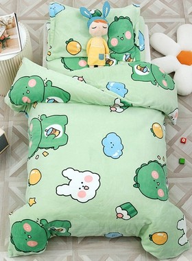 幼儿园1.2x1.5儿童被套宝宝冬加厚卡通牛奶法兰珊瑚绒被罩110x150