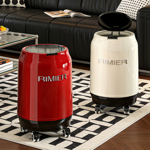 垃圾桶2026新款 家用客厅卧室大容量轻奢高档高颜值带轮可移动纸篓