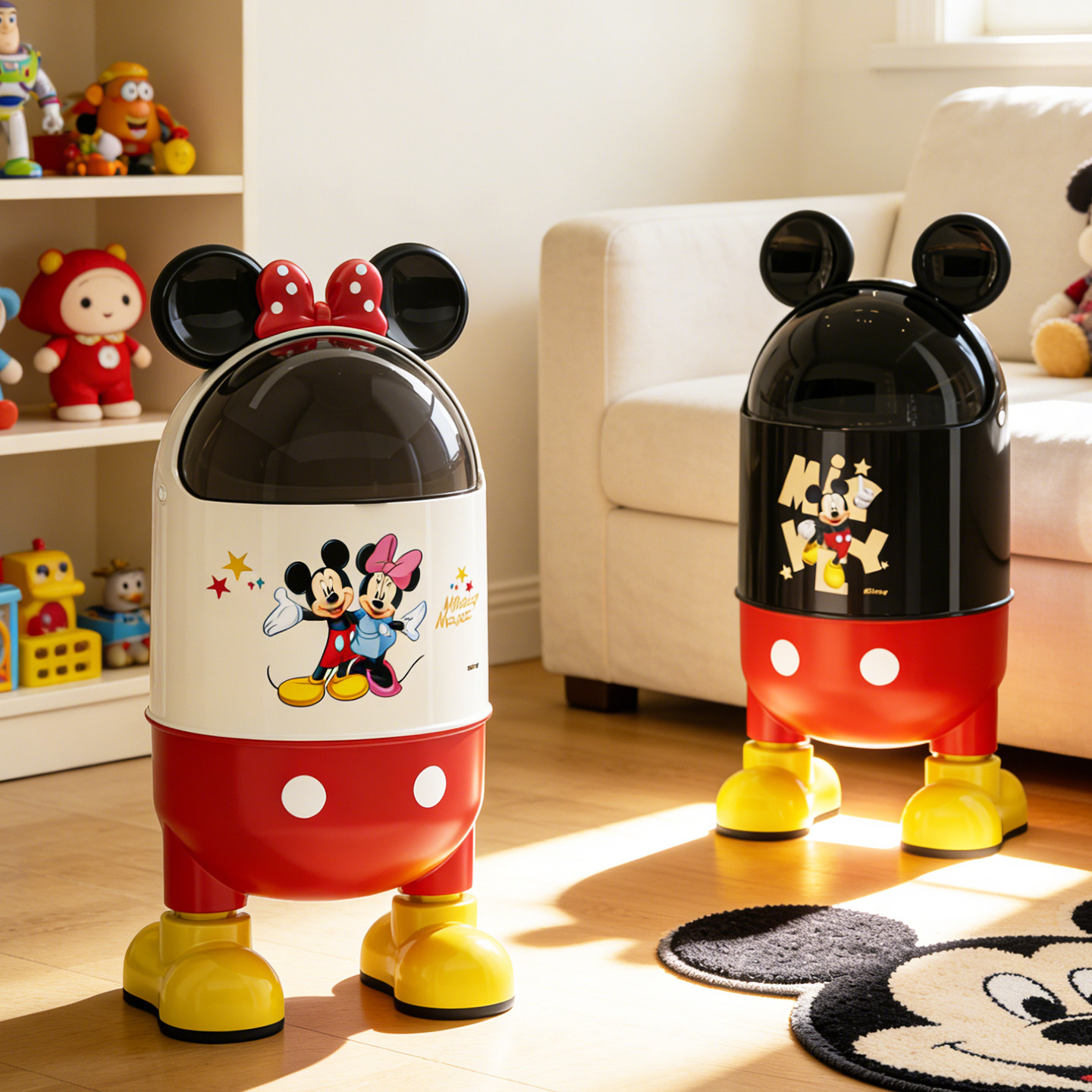 米奇垃圾桶家用客厅轻奢高档新款高颜值创意卧室厨房大号带盖纸篓,家庭/个人清洁工具,垃圾桶,淘宝优惠券,粉丝福利购,淘宝优惠卷