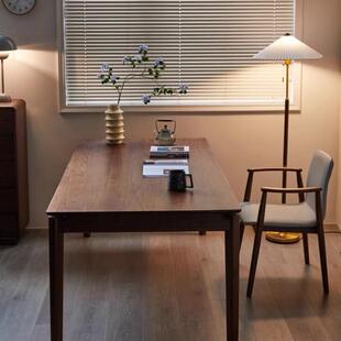 北美黑桃木长书桌MVE厅全实木家胡用现餐桌代简约客原木工作台大