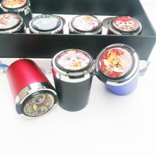 车载烟灰缸带盖创多意功能汽卡图案车车FTU用合金内胆烟通灰缸有