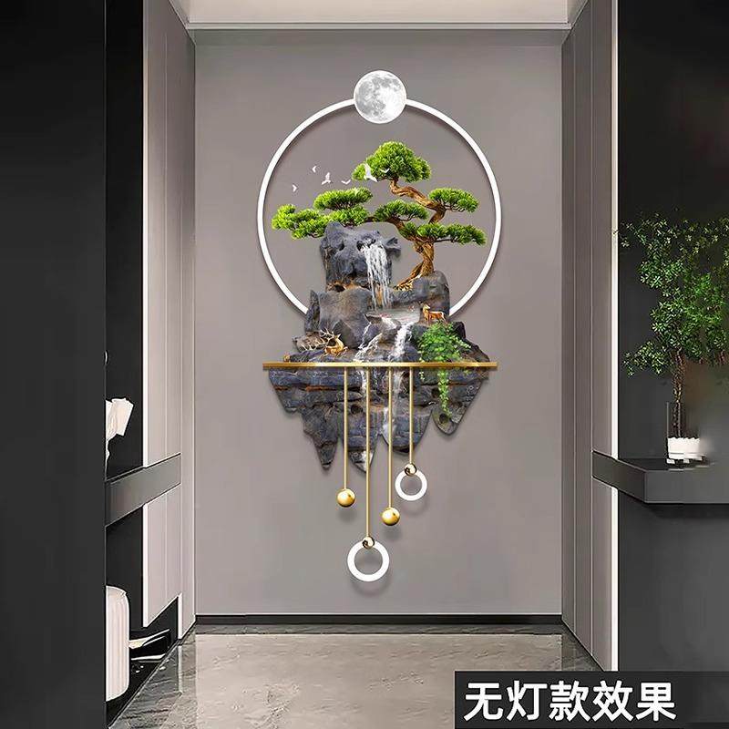 L流入生AVW财玄水关装饰画高档立体ED灯壁画新中式户门走廊过道挂