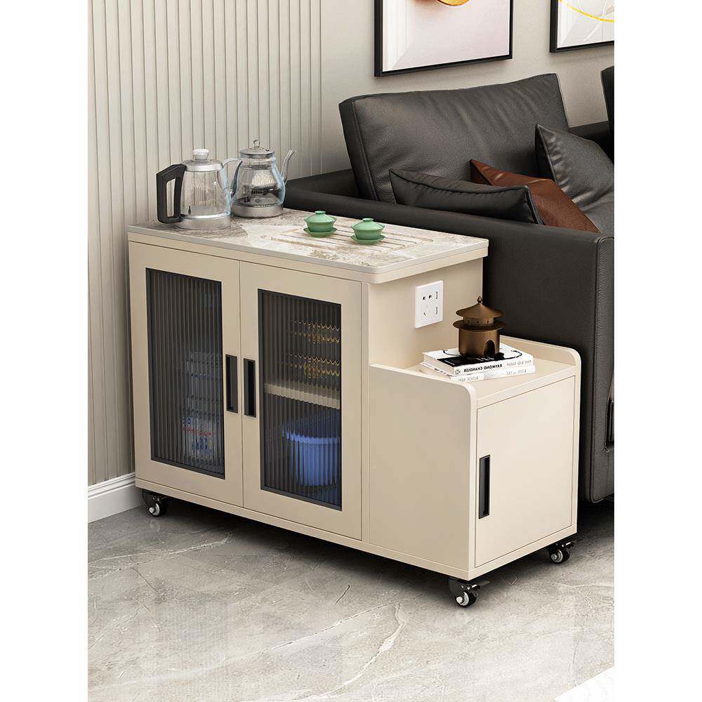 轻沙发奢边几0329可移动茶客隙厅一体收纳缝柜小隔断茶吧机多功能