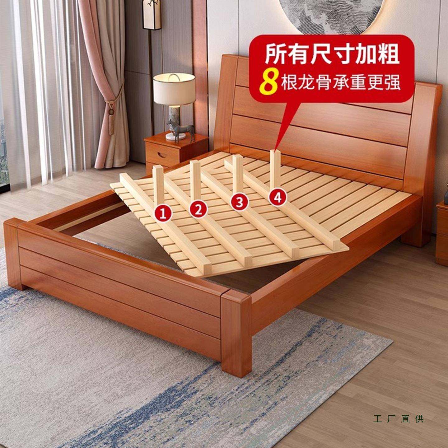 式实木床1.8米双人床主2卧经济型简1.9855米单人床中家用约1.m加