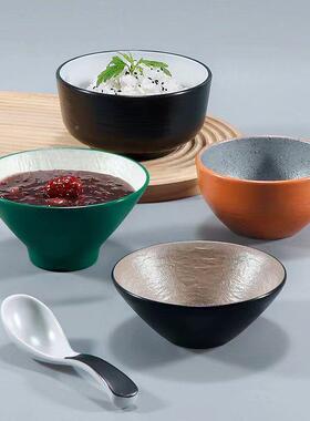 密碗胺碗日式汤树皮纹小碗塑料米饭碗碗饭餐厅食堂642专用仿瓷店