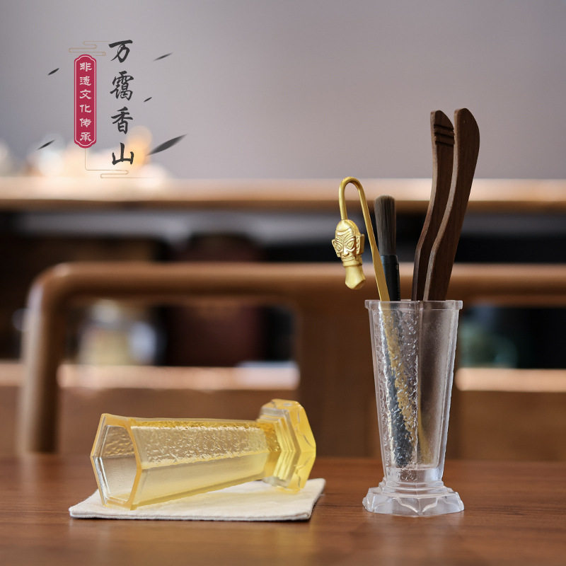 琉璃六角香筒茶道镇纸