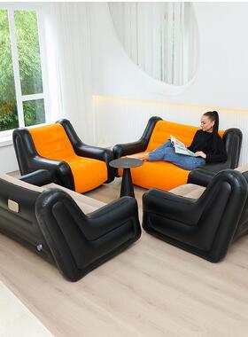 露营休息植绒充沙沙发户外便携自充气双人客发厅简LSX易气懒人沙