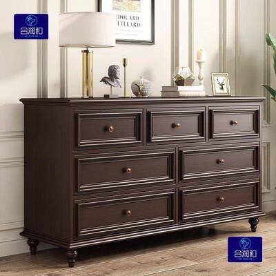 美式现代简约实木梳妆台斗柜组合一化62080桌尾体床胡妆桃色收纳