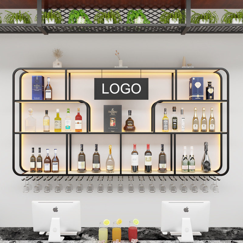 新款壁挂发光展示酒架