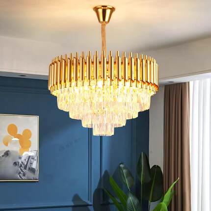 轻奢K9水晶吊灯新款护现代简气约眼客厅led大别墅灯具卧餐93833厅