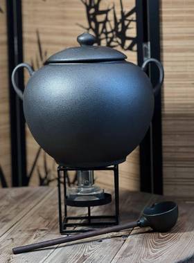新式中茶馆煮茶炭火大量煮茶罐耐釜高温AL100732煮茶桶熬粥容养生