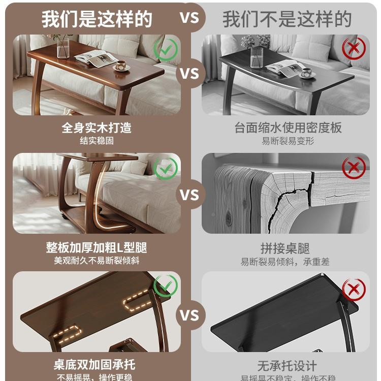木沙发边几可移动无品牌/床桌子带轮侧头边柜家用客厅小户实C型型