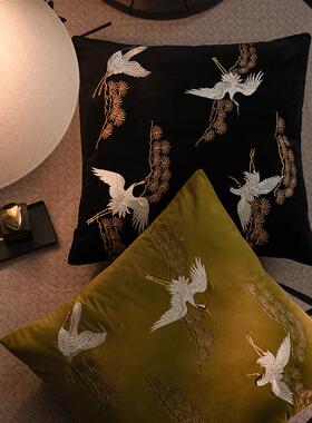 ?新中垫式绒布刺绣厅沙发抱中古风枕复古靠名ALF77T7M宿样板间床