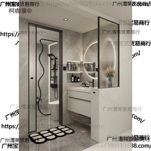 过简约水波纹玻半墙水波遮挡屏风隔墙断道隔卫断隔断柜生屏风半墙