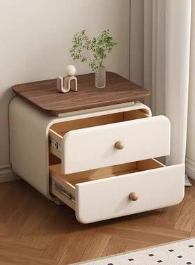 免安奶油小型床边简约家用现新款卧室代皮装质收ENQ纳床柜头柜