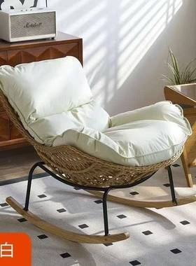 网红龙虾人藤椅躺椅摇摇大闲阳藤台编懒人休沙发客厅户USS外折叠