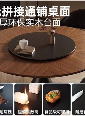 法式圆桌古白蜡实木餐桌风椅组合复古小户型桌餐家用饭桌CLT圆形