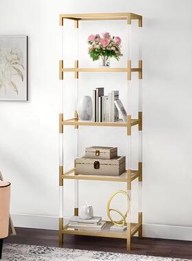 轻奢克力亚落用地书架家透明钢化展玻SHSS14璃不锈钢示架金属多层