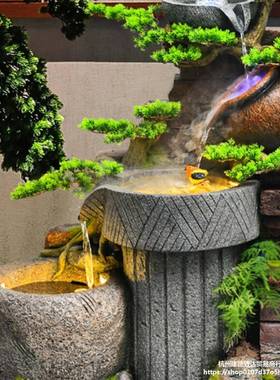 型阳能假阳山流水喷泉瀑布造景室大内台户外庭院太水景观鱼池ALYF