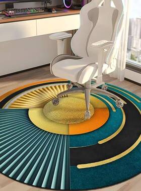 简约现隔代轻奢室圆形地毯书会房客厅卧地垫静音凉防滑真OIF丝绒