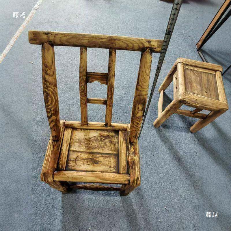 农旧家具村件老式榆木椅子小板凳怀老物CWF靠背椅凳旧子复古摆件