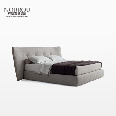 意大利Poliform布艺全真皮双人床意式极简1.8米别墅主卧大户型