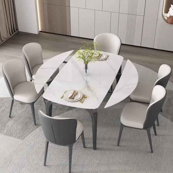 意式极简岩板餐桌方圆两用餐桌圆桌可伸缩餐桌可变圆桌餐桌椅组合,住宅家具,岩板餐桌,淘宝优惠券,粉丝福利购,淘宝优惠卷