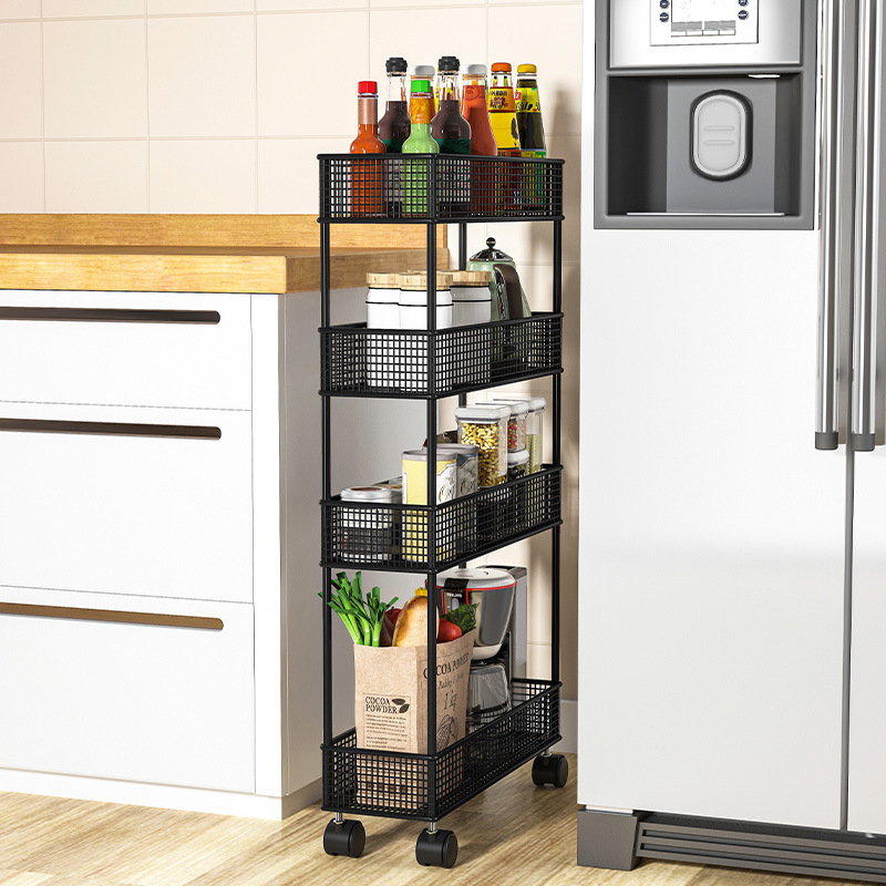 夹缝置物架厨房极窄款小推车落地多层窄缝冰箱侧收纳缝隙架子角落