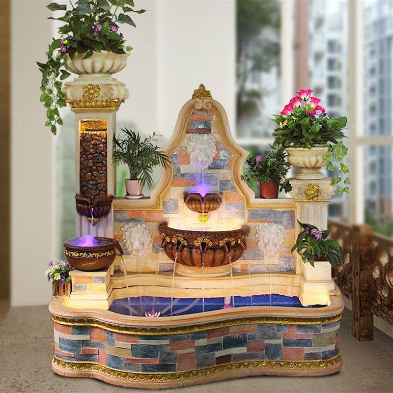 大型欧式假山流水喷泉阳台室内庭院客厅落地摆件养鱼池鱼缸办公室