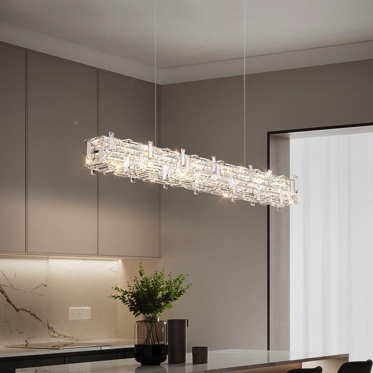 性欧式轻奢高新款水晶吊灯设计师款档个餐237厅台岛台吧灯简约长