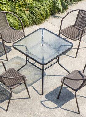 K9K家用塑料仿藤靠36138B背围椅公休闲茶椅编老人阳办台户外桌椅