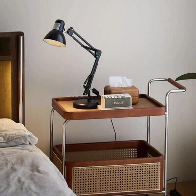 实木动带轮边不锈钢几收纳中古小53606藤推车客厅储移物编置物简约茶几