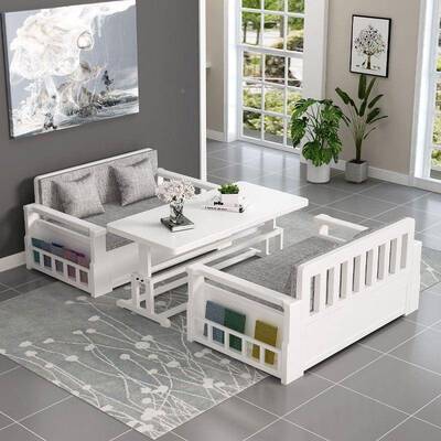 小实木沙发床可叠升降客厅折型坐卧两用多功能儿童卡座桌985储户