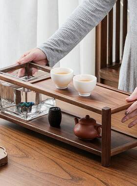 北美胡实桃木茶具置物架整tb09166收纳架茶道配件桌碗面理茶壶盖