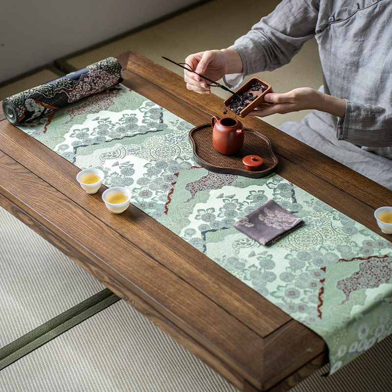 日式西阵织锦缎防水山菊茶席