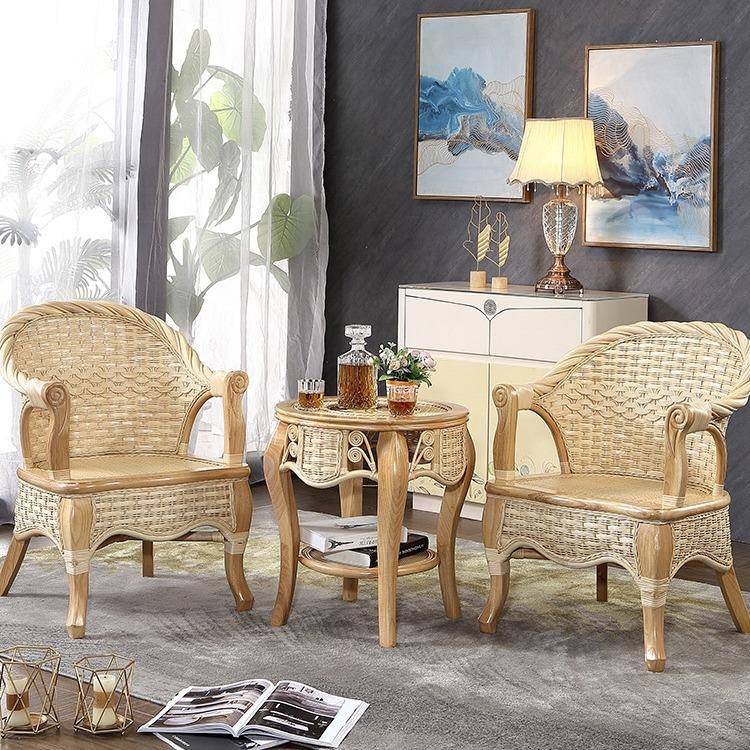 实木真椅子茶几三件AOZ套藤藤编藤艺闲庭院椅阳台藤椅桌茶桌休组