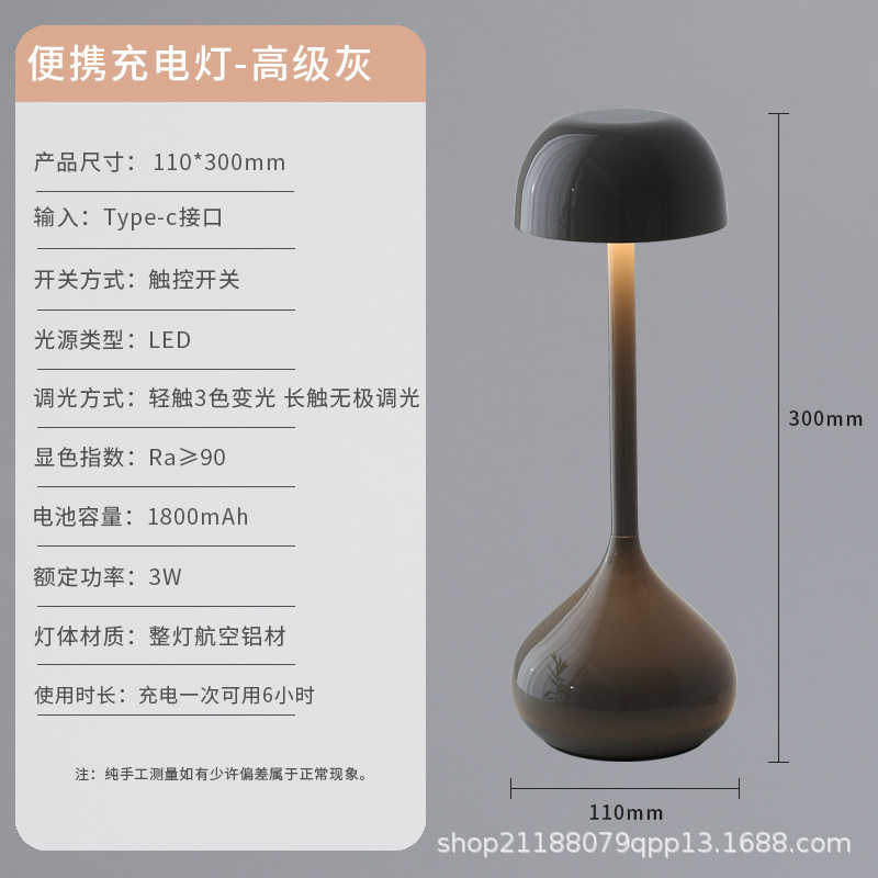 北欧丹麦便携式充电灯房间装饰品的装饰床头小台灯轻奢高级感氛围